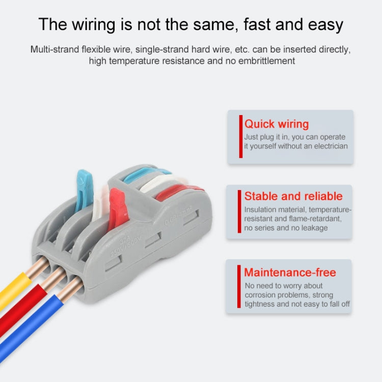 5pcs LT-3 3 In 3 Out Colorful Quick Line Terminal Multi-Function Dismantling Wire Connection Terminal - Connectors & Terminals by buy2fix | Online Shopping UK | buy2fix