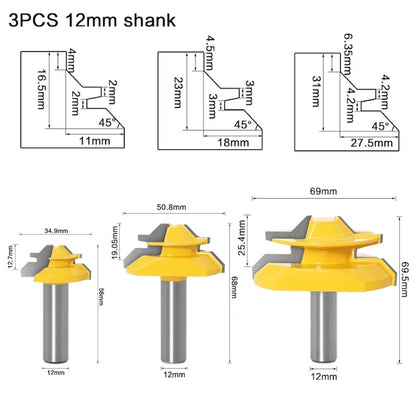 Woodworking Engraving Machine Milling Cutter 45 Degree Jointing Knife, Model: 12mm Handle 3PCS/Set - Others by buy2fix | Online Shopping UK | buy2fix