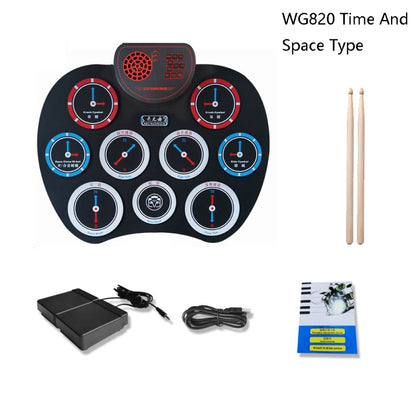 Hand Roll Electronical Drum Desktop Charging Audio Speaker DTX Game Folding Strike Board(WG820 Time And Space Type) - Percussion Instruments by buy2fix | Online Shopping UK | buy2fix