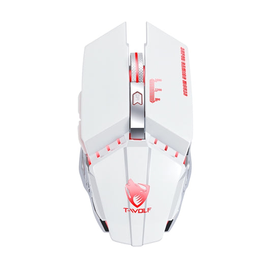 T-WOLF Q15 6-Buttons 1600 DPI Wireless Rechargeable Mute Office Gaming Mouse with 7 Color Breathing Light(Pearl White) - Wireless Mice by T-WOLF | Online Shopping UK | buy2fix