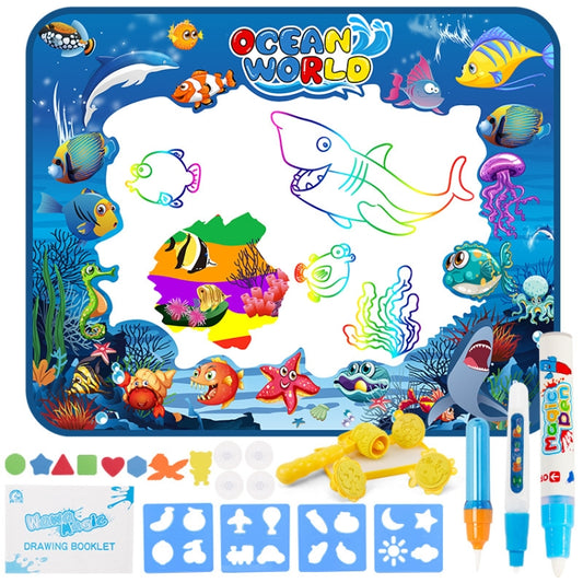 6614 Children Water Drawing Canvas Magic Graffiti Mat, Size: 100 x 80cm Blue Version - Drawing Toys by buy2fix | Online Shopping UK | buy2fix