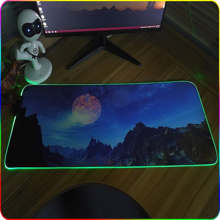 260x390x4mm F-01 Rubber Thermal Transfer RGB Luminous Non-Slip Mouse Pad(Glasses Cat) - Mouse Pads by buy2fix | Online Shopping UK | buy2fix