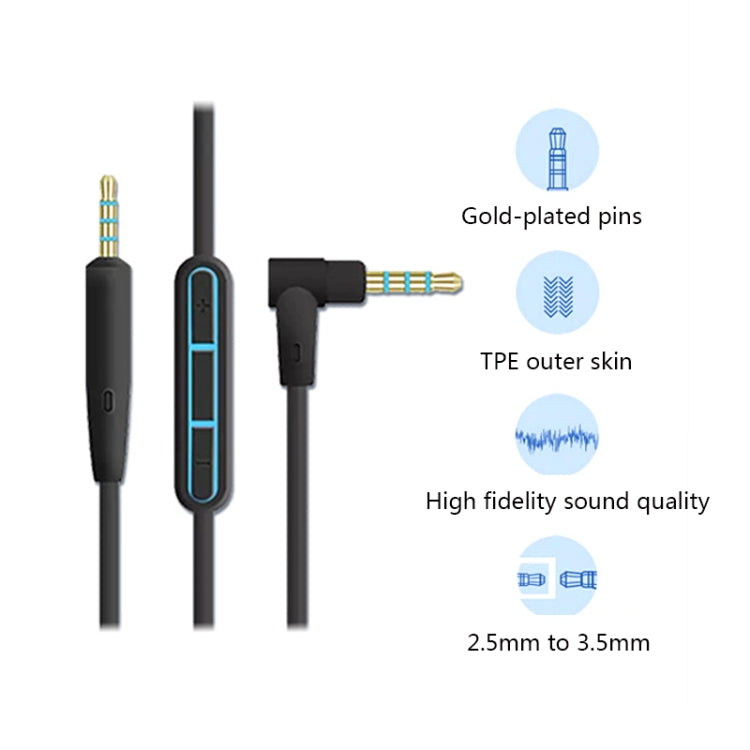 3 PCS 3.5mm to 2.5mm Audio Cable with Mic For Bose QC25/QC35/OE2, Length: 1.4m(Black) - Cable & Splitter by buy2fix | Online Shopping UK | buy2fix