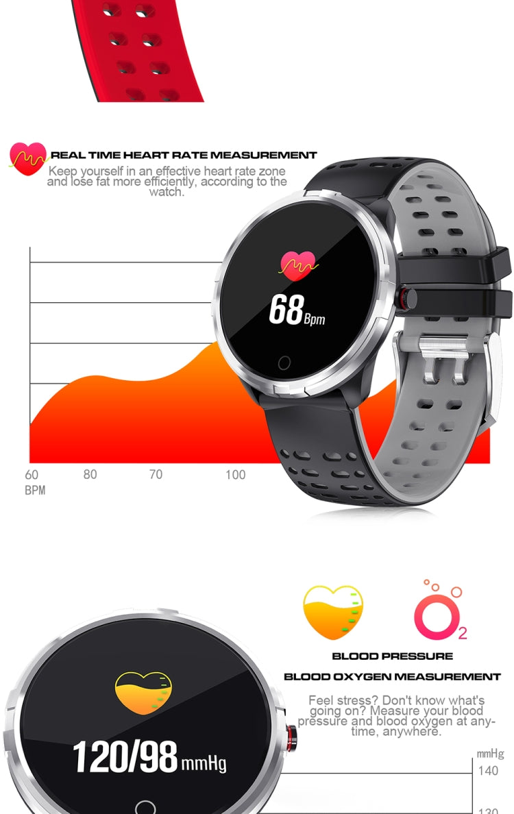 Q88 Smart Watch IP68 Waterproof Men Sports Smartwatch Android Bluetooth Watch Support Heart Rate / Call Reminder / Pedometer / Sleep Monitoring / Tracker(Black Red) - Smart Wear by buy2fix | Online Shopping UK | buy2fix