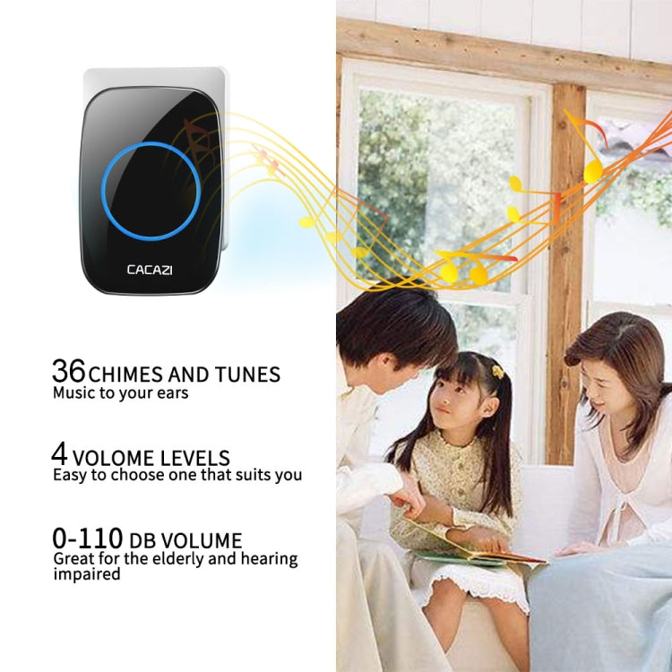 CACAZI H10 1 For 2 Home Wireless Music Doorbell without Battery, Plug:US Plug(Black) - Security by CACAZI | Online Shopping UK | buy2fix