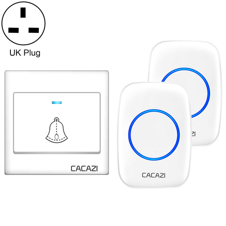 CACAZI H10 1 For 2 Home Wireless Music Doorbell without Battery, Plug:UK Plug(White) - Wireless Doorbell by CACAZI | Online Shopping UK | buy2fix