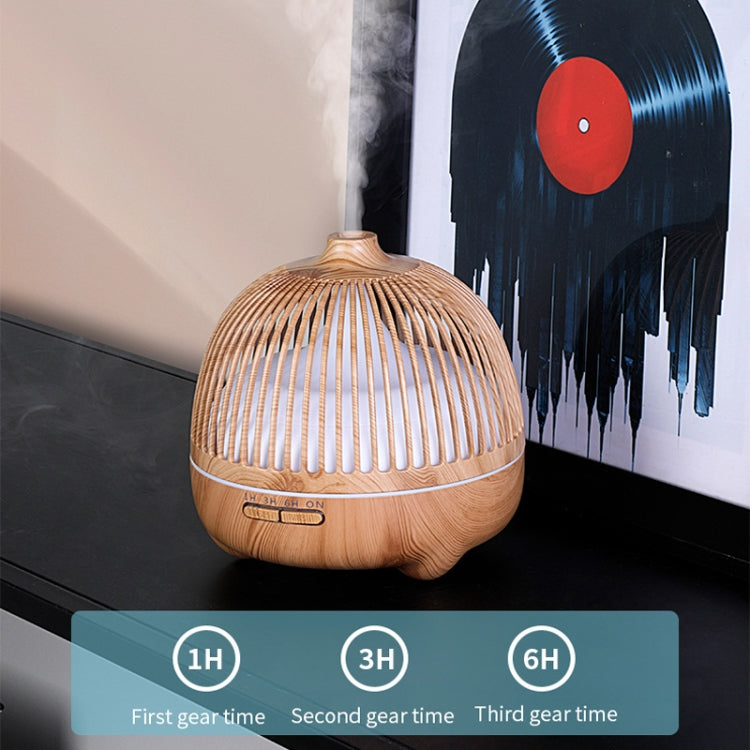 Bird Cage Wood Graphic Aromatherapy Machine Ultrasonic Smart Home Colorful Night Light Hollow Humidifier, Product specifications: EU Plug(Light Wood Pattern) - Home & Garden by buy2fix | Online Shopping UK | buy2fix