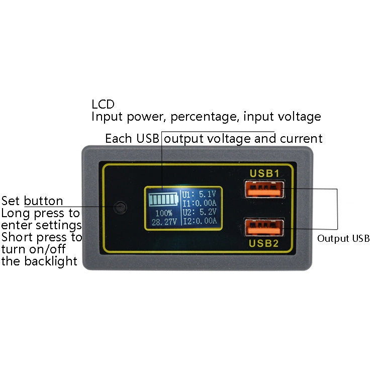 Car DC Voltage Electricity Table 12/24V Battery Lead-Acid Battery Turn 5V USB Fast Charge Display - In Car by buy2fix | Online Shopping UK | buy2fix