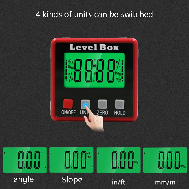 Precision Digital Inclinometer Electron Goniometers 4x90 Degree Magnetic Base Digital Protractor Angle Finder Bevel Box(Inclinationery) - Consumer Electronics by buy2fix | Online Shopping UK | buy2fix