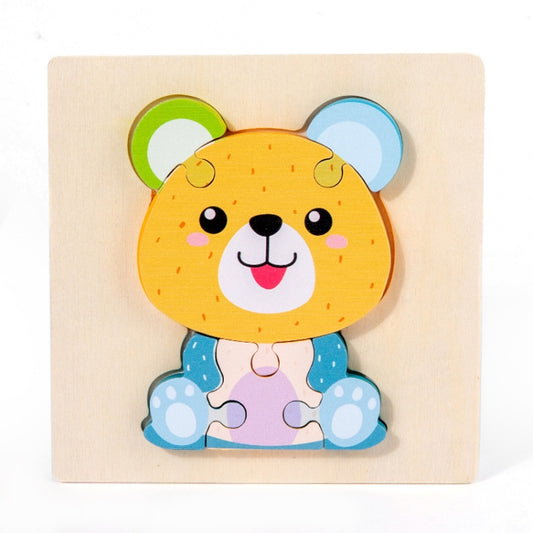 3 PCS Early Childhood Education Wooden Three-Dimensional Jigsaw Puzzle Toy(S-Bear) - Puzzle Toys by buy2fix | Online Shopping UK | buy2fix