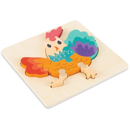3 PCS Early Childhood Education Wooden Three-Dimensional Jigsaw Puzzle Toy(Rooster) - Puzzle Toys by buy2fix | Online Shopping UK | buy2fix