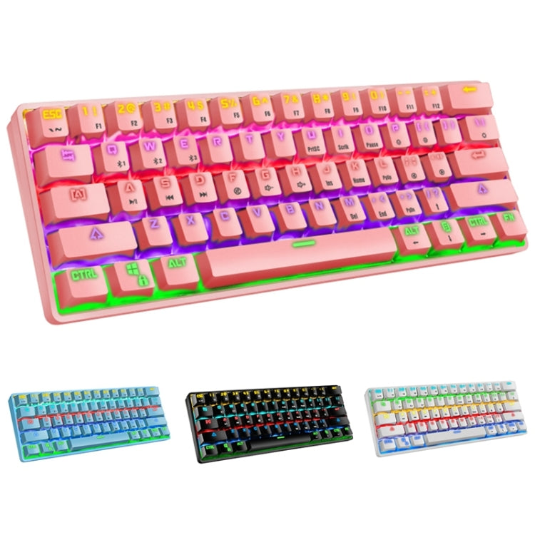 LEAVEN K28 61 Keys Gaming Office Computer RGB Wireless Bluetooth + Wired Dual Mode Mechanical Keyboard, Cabel Length:1.5m, Colour: Red Axis (White) - Wireless Keyboard by LEAVEN | Online Shopping UK | buy2fix