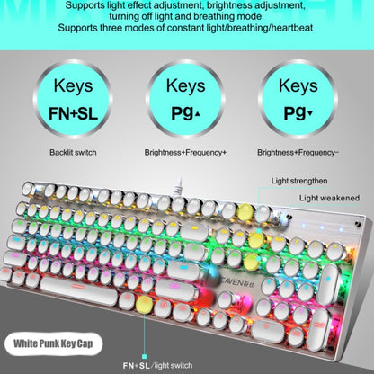 104 Keys Green Shaft RGB Luminous Keyboard Computer Game USB Wired Metal Mechanical Keyboard, Cabel Length:1.5m, Style: Double Imposition Version (Blue White) - Wired Keyboard by buy2fix | Online Shopping UK | buy2fix