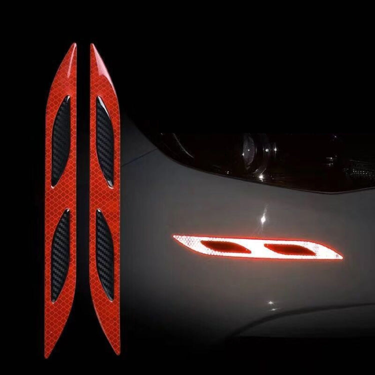 2 Sets Carbon Fiber Warning Sticker Car Anti-Collision Strip Leaf Plate Reflective Sticker Hood Light Eyebrow Anti-Collision Drops Sticker(4 PCS   (Bumper Fluorescent Yellow)) - In Car by buy2fix | Online Shopping UK | buy2fix