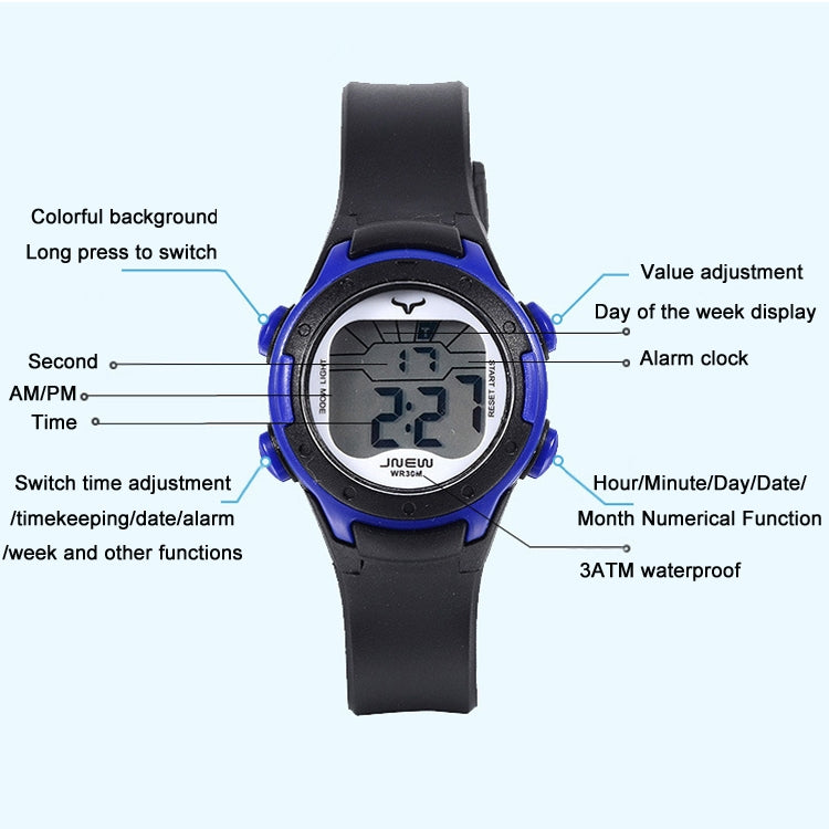 JNEW 9688-5 Children Multi-Function Colorful Backlight Waterproof Sports Electronic Watch(Black) - Cartoon Watches by JNEW | Online Shopping UK | buy2fix