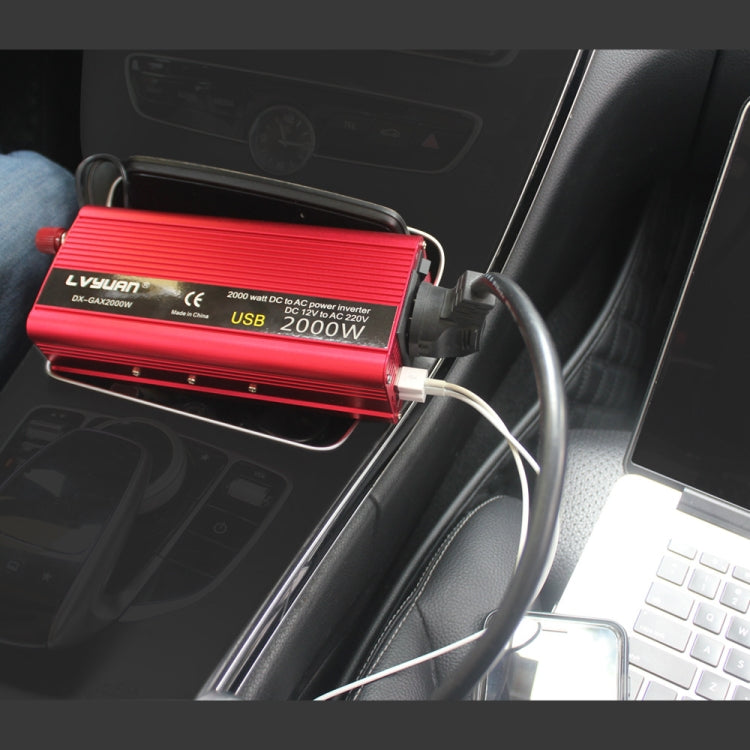 LVYUAN Car Inverter Dual USB Power Converter, Specification: 12V to 220V 1500W UK Plug - In Car by LVYUAN | Online Shopping UK | buy2fix