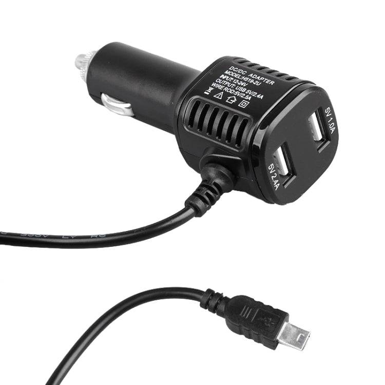 H519 Car Charger Driving Recorder Power Cord Dual USB With Display Charging Line, Specification: Micro Straight - In Car by buy2fix | Online Shopping UK | buy2fix