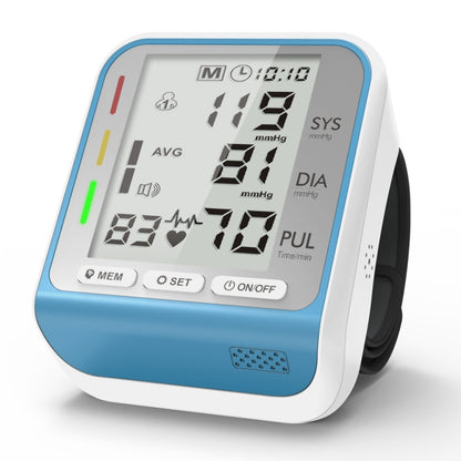 JZ-253A Automatic Electronic Sphygmomanometer Smart Wrist Type Indicator Blood Pressure Meter, Shape: Voice Broadcast(Blue White) - Sphygmomanometer by buy2fix | Online Shopping UK | buy2fix