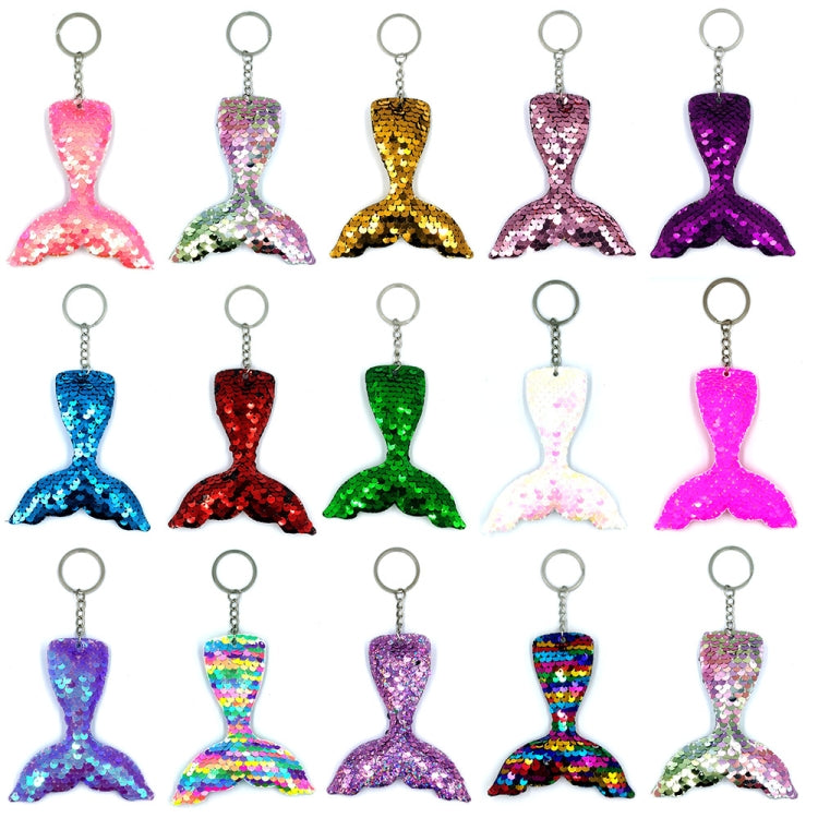 10 PCS Reflective Mermaid Keychain Sequins Mermaid Tail Accessories Car Luggage Pendant(Pink 3) - In Car by buy2fix | Online Shopping UK | buy2fix