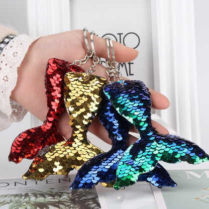 10 PCS Reflective Mermaid Keychain Sequins Mermaid Tail Accessories Car Luggage Pendant(Blue 2) - In Car by buy2fix | Online Shopping UK | buy2fix