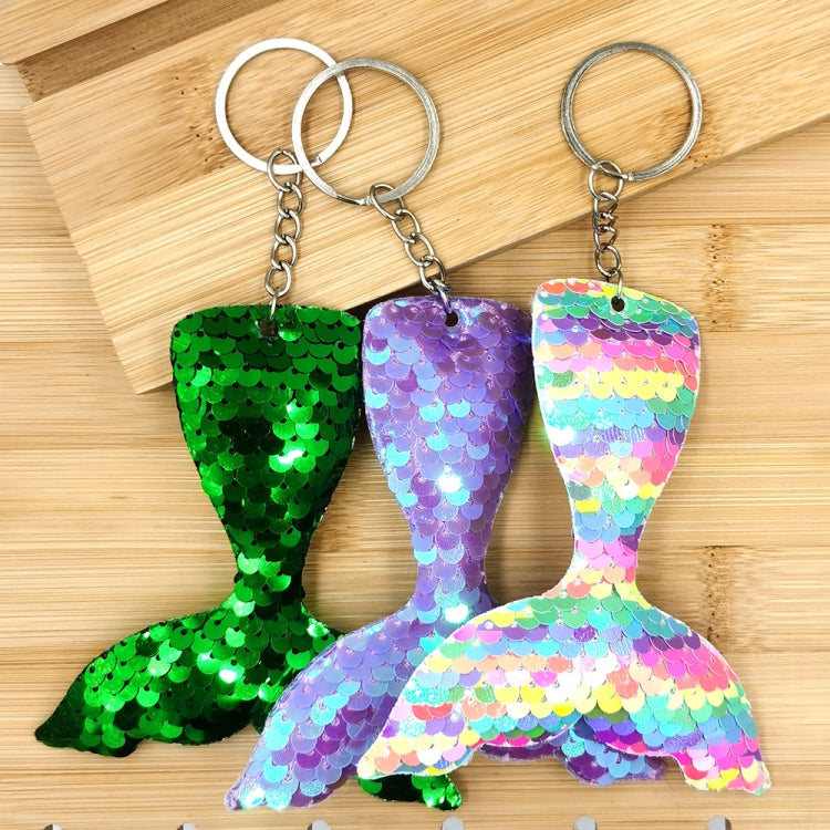 10 PCS Reflective Mermaid Keychain Sequins Mermaid Tail Accessories Car Luggage Pendant(Pink 3) - In Car by buy2fix | Online Shopping UK | buy2fix