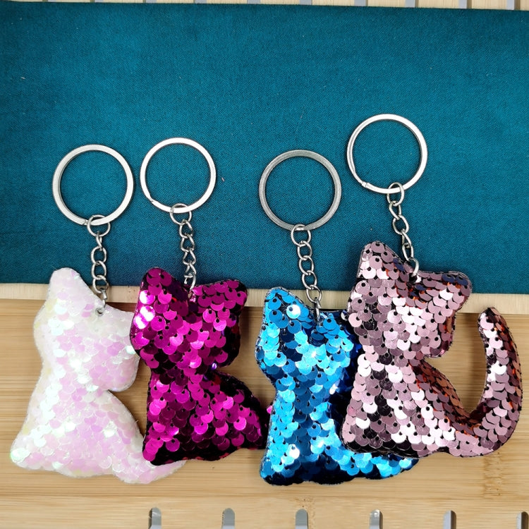 10 PCS PET Sequins Reflective Cat Keychain Bag Car Pendant, Colour: White Colorful - In Car by buy2fix | Online Shopping UK | buy2fix