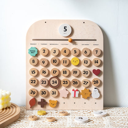 Children Room Wooden Perpetual Calendar Baby Cognitive Desktop Pendant, Spec: Beech GB - Math Toys by buy2fix | Online Shopping UK | buy2fix