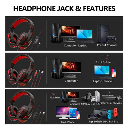 Soyto SY830 Computer Games Luminous Wired Headset, Color: For PS4 (Black Red) - Multimedia Headset by Soyto | Online Shopping UK | buy2fix