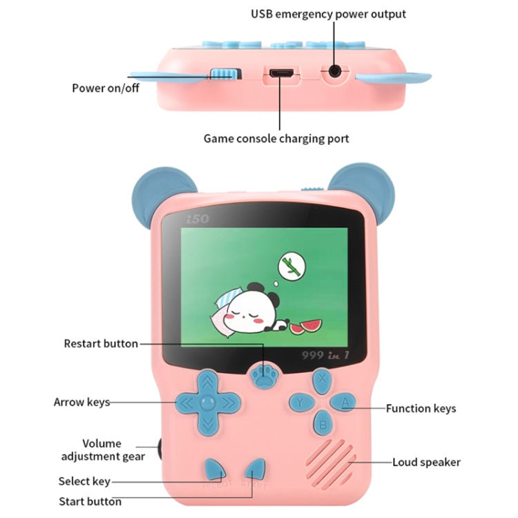 I50 999 in 1 Children Cat Ears Handheld Game Console, Style: Singles (Pink) - Pocket Console by buy2fix | Online Shopping UK | buy2fix
