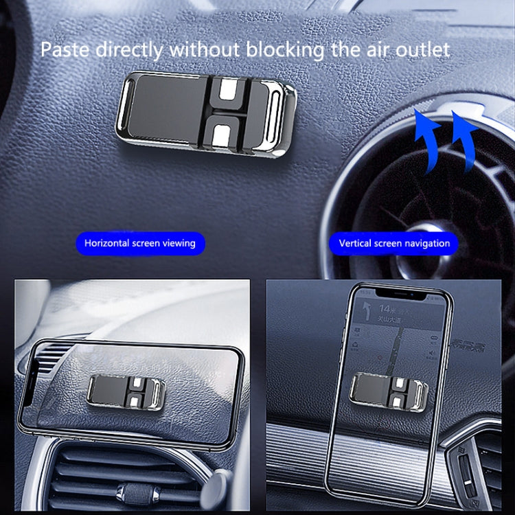 2 PCS S15 Magnetic Aluminum Alloy Bracket Data Cable Storage Sticker Car Phone Holder(Black) - In Car by buy2fix | Online Shopping UK | buy2fix