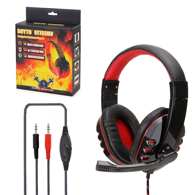 Soyto SY733MV Gaming Computer Headset For PS4 (Black Red) - Multimedia Headset by Soyto | Online Shopping UK | buy2fix