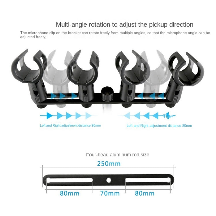 A18 Four-headed  Microphone Clip Aluminum Pole Microphone Accessories - Consumer Electronics by buy2fix | Online Shopping UK | buy2fix