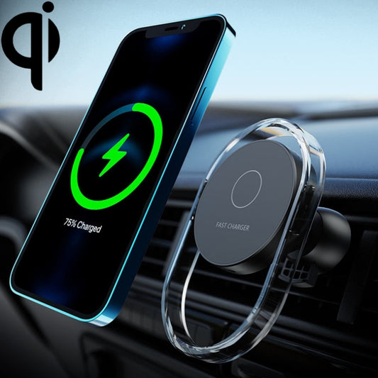 F9199 15W Magnetic Car Wireless Charger Phone Bracket(Black) - In Car by buy2fix | Online Shopping UK | buy2fix