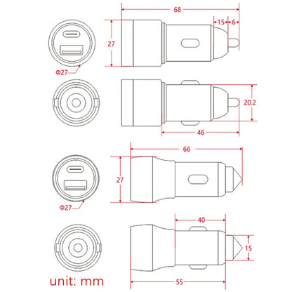 Aluminum Alloy Cigarette Lighter Applicable Car Charger, Model: Gray QCPD - In Car by buy2fix | Online Shopping UK | buy2fix