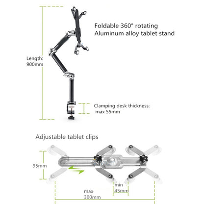 TB-03 Aluminum Alloy Tablet PC Stand Lazy Bedside Desktop Folding Camera Microphone Stand(Silver) - Lazy Bracket by buy2fix | Online Shopping UK | buy2fix