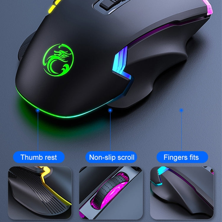 IMICE T70 8-Button 7200DPI RGB Lighting Programmable Wired Gaming Mouse, Cable Length: 1.8m(Black) - Wired Mice by IMICE | Online Shopping UK | buy2fix
