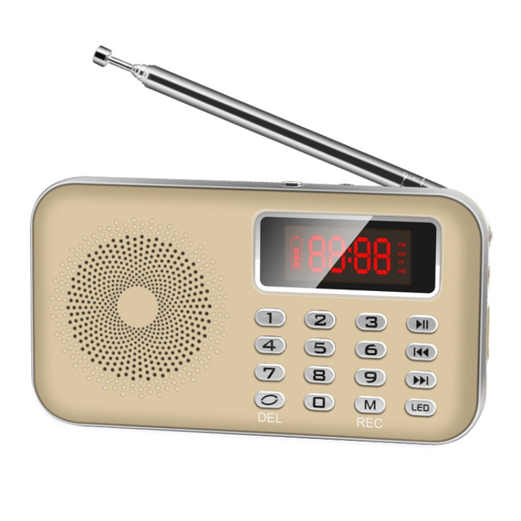 Y-619  FM/AM Mini Radio MP3 Rechargeable Music Player Support TF/SD Card with LED Display(Gold) - Radio Player by buy2fix | Online Shopping UK | buy2fix