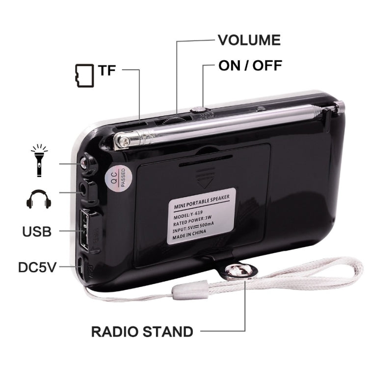 Y-619  FM/AM Mini Radio MP3 Rechargeable Music Player Support TF/SD Card with LED Display(Gold) - Radio Player by buy2fix | Online Shopping UK | buy2fix