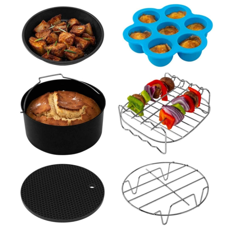 6 PCS/Set 7 inch Air Fryer Baking Accessories Stainless Steel Set - Kitchen Machine Accessories by buy2fix | Online Shopping UK | buy2fix