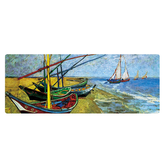 400x900x4mm Locked Am002 Large Oil Painting Desk Rubber Mouse Pad(Seaside Boat) - Mouse Pads by buy2fix | Online Shopping UK | buy2fix