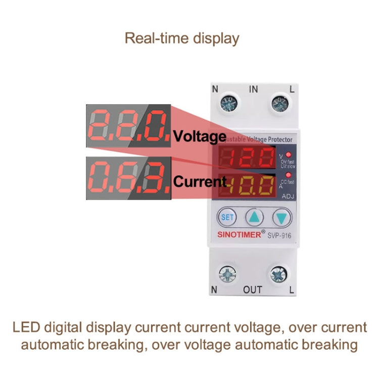 SINOTIMER SVP-916 Adjustable Self-resetting Over-voltage Under-voltage Protector, Current: 40A - Consumer Electronics by SINOTIMER | Online Shopping UK | buy2fix