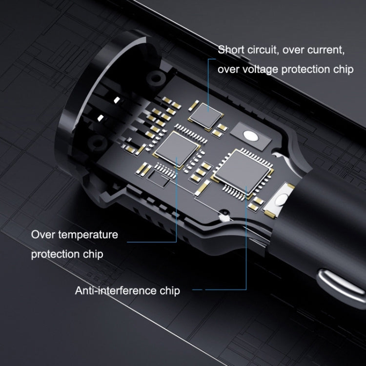 2PCS JY-032 USB Plug Digital Display Fast Charge Car Charger, Style: 3.5A + QC3.0(Mini Left Bend) - In Car by buy2fix | Online Shopping UK | buy2fix