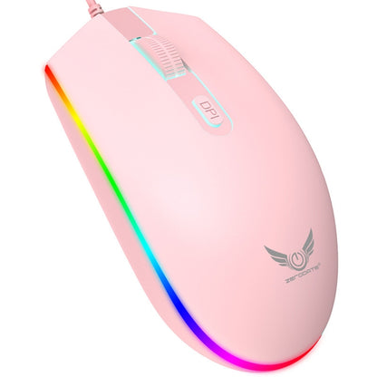 Zerodate V6 4 Keys 1600DPI Game Colorful RGB Marquee USB Wired Mouse, Cable Length: 1.35m(Pink) - Wired Mice by buy2fix | Online Shopping UK | buy2fix