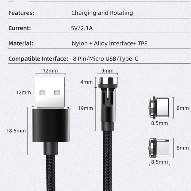 CC56 Type-C / USB-C Magnetic Interface Dust Plug Rotating Data Charging Cable, Cbale Length: 1m(Silver) -  by buy2fix | Online Shopping UK | buy2fix