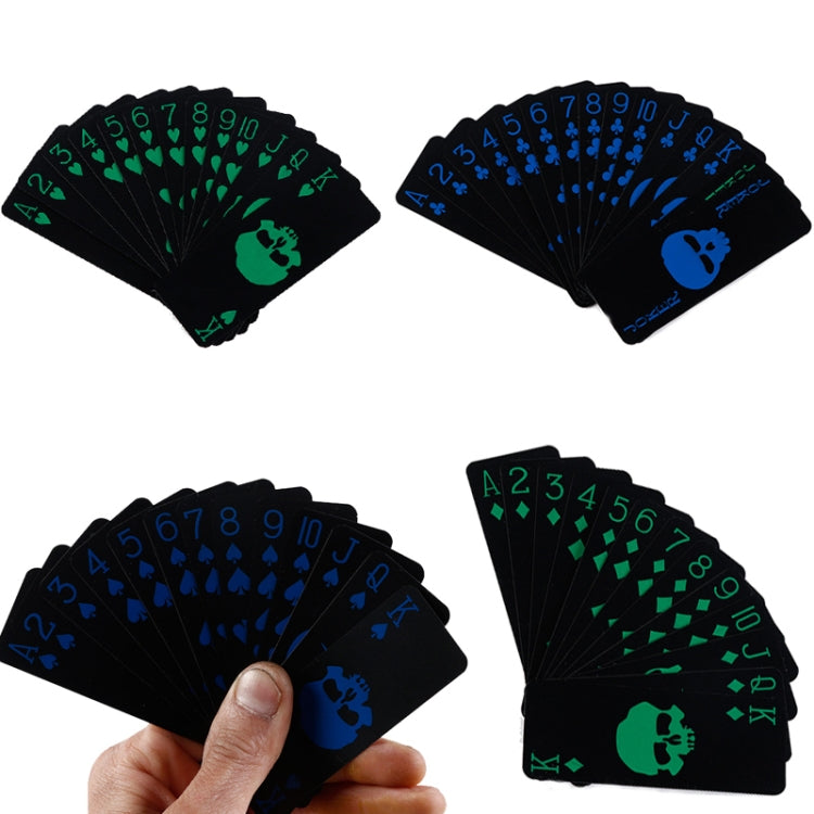 10 PCS Fluorescent PVC Skull Playing Cards Waterproof  Playing Cards,Size: 3.2 x 8.7cm  Blue+Green - Gambling by buy2fix | Online Shopping UK | buy2fix