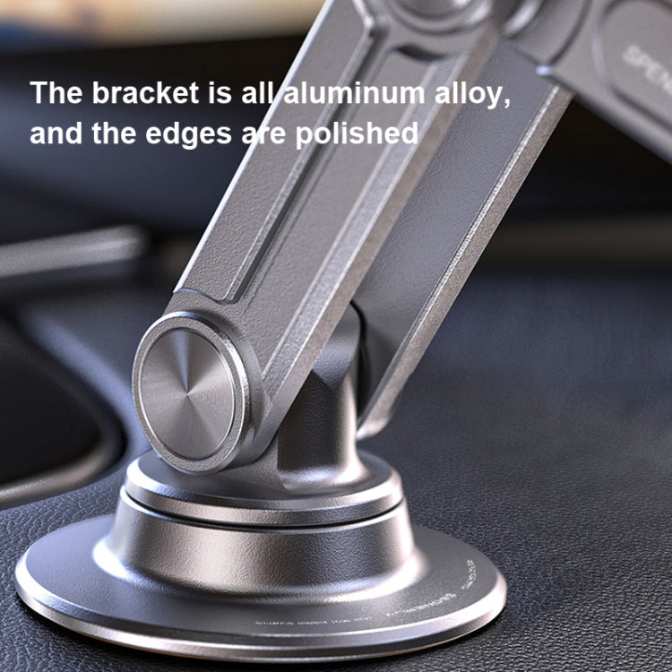 Aluminum Alloy Rotatable Lift Mobile Phone Holder Car Holder,Style: Magnetic Silver - In Car by buy2fix | Online Shopping UK | buy2fix