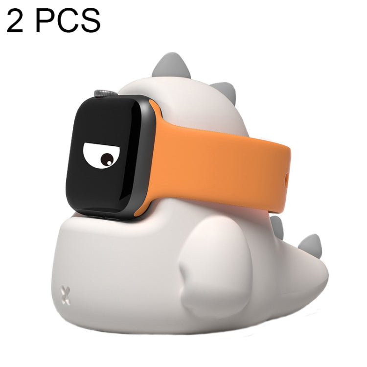 2 PCS H003 Cute Dinosaur Shaped Silicone Charging Stand without Watch For Apple Watch(White) - Smart Wear by buy2fix | Online Shopping UK | buy2fix