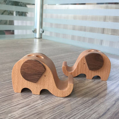 Wooden Mobile Phone Bracket Beech Lazy Mobile Phone Holder,Style: Elephants - Desktop Holder by buy2fix | Online Shopping UK | buy2fix