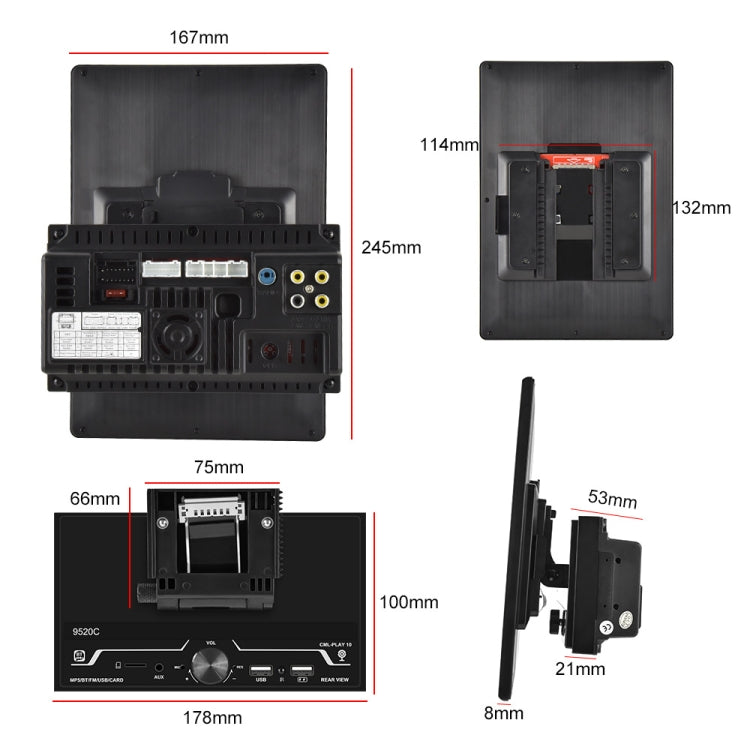 9520C Double Spindle 9.5 inch Vertical Screen Car MP5 Player, Style: Standard+4 Light Camera - In Car by buy2fix | Online Shopping UK | buy2fix