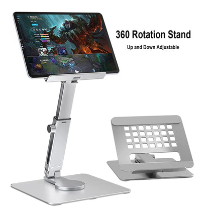 JUNDNE H06 Desktop Folding Phone Stand Portable Telescopic Rotary Tablet Stand(Deep Grey) - Computer & Networking by JUNDNE | Online Shopping UK | buy2fix